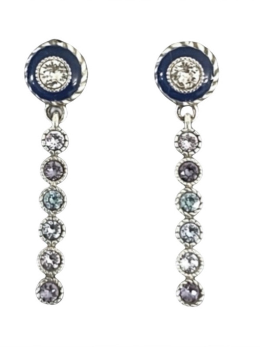 🩵 BRIGHTON Eclipse HALO TANZANITE PURPLE BLUE SWAROVSKI CRYST SLVR EARRING VG+